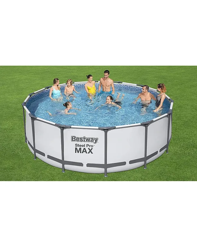 Bestway 5612X Steel Pro Max (427x122 cm, con Depuradora Cartucho 3.028 L/H Cobertor y Escalera)