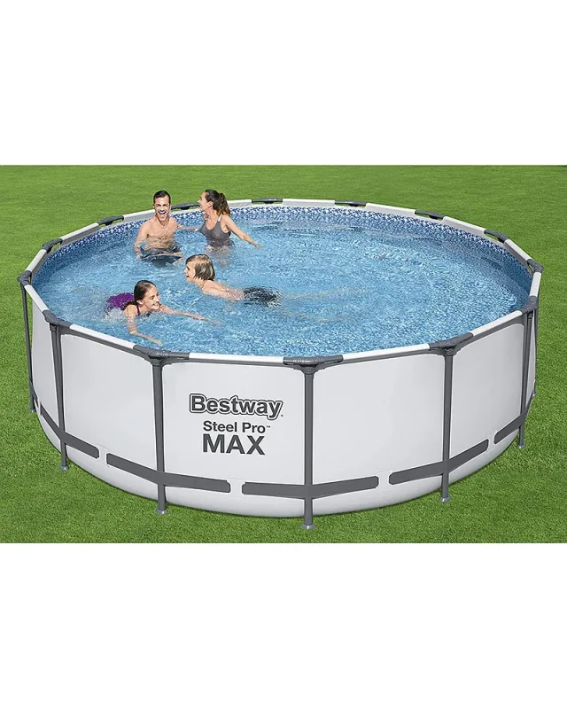 Bestway 5612X Steel Pro Max (427x122 cm, con Depuradora Cartucho 3.028 L/H Cobertor y Escalera)