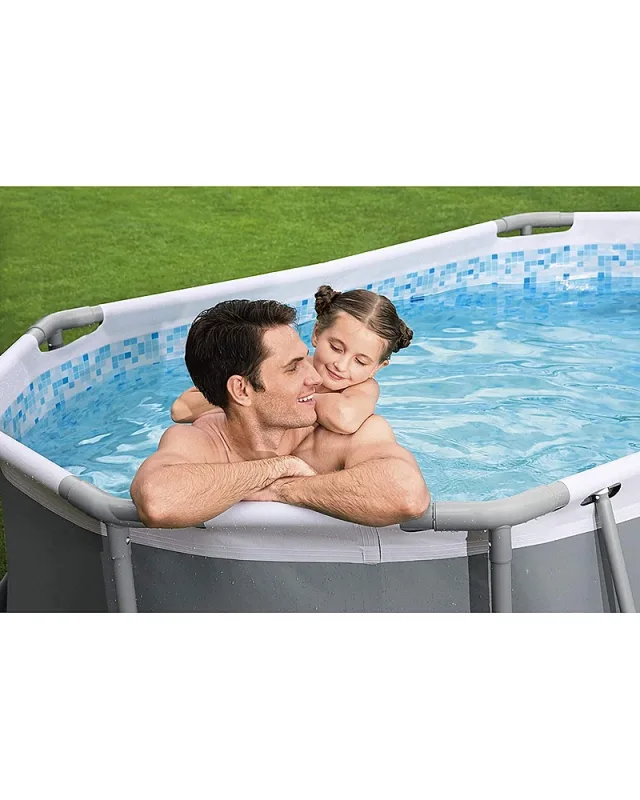 Bestway 5614A Power Steel Oval (305x200x84 cm, con Depuradora Cartucho, Multicolor)