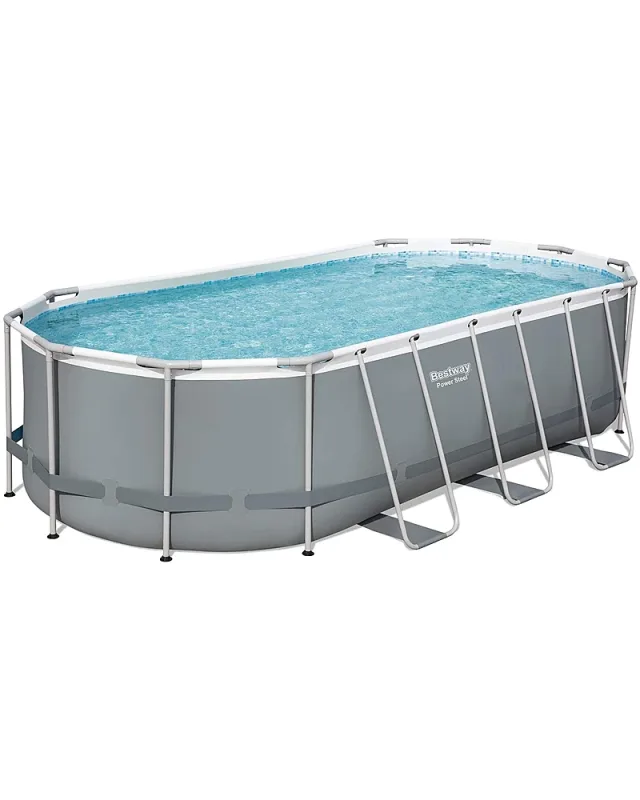 Bestway 56710 Power Steel Oval (549x274x122 cm, Depuradora de cartucho Con Cobertor y Escalera)
