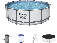 Bestway 5612X Steel Pro Max (427x122 cm, con Depuradora Cartucho 3.028 L/H Cobertor y Escalera)