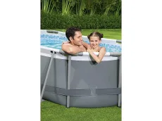 Bestway 5614A Power Steel Oval (305x200x84 cm, con Depuradora Cartucho, Multicolor)