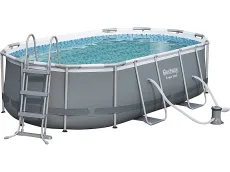 Bestway 56620 Power Steel Oval (427x250x100 cm, Depuradora de Cartucho, multicolor)