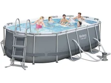 Bestway 56620 Power Steel Oval (427x250x100 cm, Depuradora de Cartucho, multicolor)
