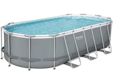 Bestway 56710 Power Steel Oval (549x274x122 cm, Depuradora de cartucho Con Cobertor y Escalera)