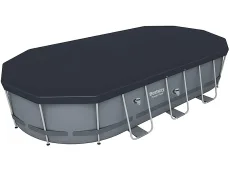 Bestway 56710 Power Steel Oval (549x274x122 cm, Depuradora de cartucho Con Cobertor y Escalera)