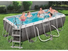 Bestway 56721-GS19 Power Steel Deluxe (404x201x100 cm, con Marco de Acero Estable, Juego Completo, Aspecto de ratán)