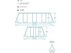 Bestway 56721-GS19 Power Steel Deluxe (404x201x100 cm, con Marco de Acero Estable, Juego Completo, Aspecto de ratán)