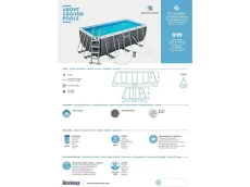 Bestway Power Steel 1056722GSX21 (412x201x122 cm, Juego Completo con Bomba de Filtro, Cuadrada, Gris)