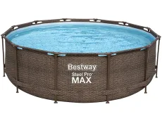 Bestway Steel Pro Max 1056709GSX20 (366x100 cm, con depuradora de cartucho, Diseño Rattan)
